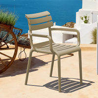 Chaise de salle à manger en plastique empilable moderne avec accoudoirs pour véranda extérieure, balcon, café, restaurant, salle à manger, cuisine, patio