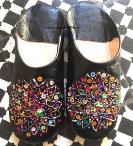 Moroccan-made Indoor Warm Women's Fur <b>Slippers</b> Cute <b>Summer</b> Fashion Non-Slip Flat Leather Lining for Bedroom Lovers PU Material - Product Image 1