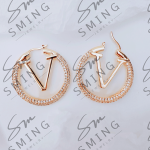 Anting-anting desainer berlapis emas 18k mewah, populer, terkenal, berlian besar, huruf, lingkaran 5cm, anting-anting <span class=keywords><strong>CC</strong></span> vintage, perhiasan wanita - Product Image 5