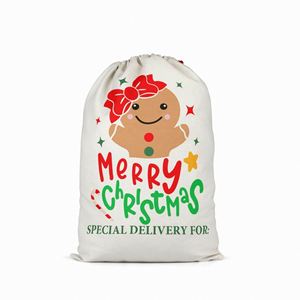 Bolsa de Regalo Navideña con Logotipo Personalizado, Bolsa de Santa Claus, Linda Bolsa de Lino con Cordón y Dibujos Animados - Product Image 4