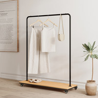 Porte-vêtements sur pied en fer noir avec étagère et roulettes, modèle 3-12, démontable et assemblable