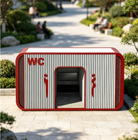 Toilettes publiques modulaires légères et durables à bords arrondis, mobiles, pour plage, parc, camping, projet extérieur panoramique