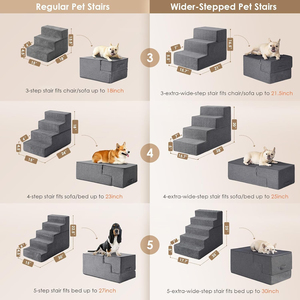 Escaleras para Perros Pequeños, Personalizadas, de 3, 4 y 5 Peldaños, con Cubierta Lavable Impermeable, Espuma 30D, para Sofá - Product Image 4
