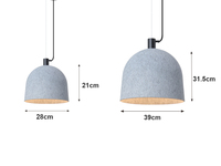Suspension ovale moderne en feutre acoustique, ampoule LED E27, hauteur réglable, blanc chaud (3500K), finition beige AC, taille moyenne