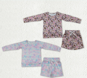 Ensemble de vêtements courts pour bébés filles, manches longues, rose, imprimé camouflage, avec poches, motif tie-dye - Product Image 1