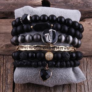 المرأة البوهيمي مجوهرات 5 قطعة الأخضر ساحة ريال الحصان السلام سوار الحجر الطبيعي كريستال الزجاج الخرز سوار المكدس مجموعة - Product Image 5