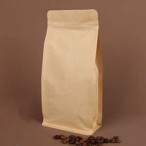 Tùy chỉnh in túi dây kéo đáy phẳng giấy kraft giấy màu nâu hộp cà phê đáy túi có van phân hủy sinh học - Product Image 1