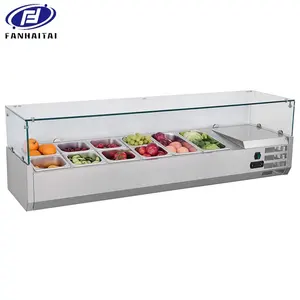 Matériau en acier inoxydable bar à salade GN1/4 *(3-10)pcs fruits vitrine Refroidisseur support sushi scellé vitrine de refroidissement d'affichage supérieur
