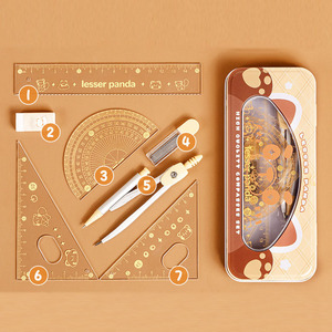 Nuovo Set di Compassi e Righelli per Esami, Righello Dritto, Compasso Triangolare, Set da 7 Pezzi con Goniometro e Righelli per Matematica e <span class=keywords><strong>Geometria</strong></span> - Product Image 2