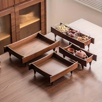 Plateau sur pieds en noyer, plateau créatif pour collations et fruits pour le salon, plateau de rangement sur pieds pour table basse