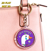Porte-clés en acrylique Canard Survivant pour Réunions Sociales, Accessoire Humoristique pour Introverts, pour Clés, Sacs et Sacs à Dos, Design à Bords Transparents