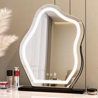 Miroir de maquillage LED pour salle de bain, fixation murale, grossissement 3x, anti-buée, à intensité variable, avec capteur tactile