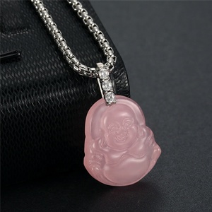 <span class=keywords><strong>Maitreya</strong></span>-collar con broche de circonia cúbica, colgante de joyería de Buda con piedra de jade natural, color negro tallado - Product Image 5