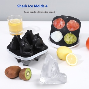 Moule à glaçons en <span class=keywords><strong>silicone</strong></span> durable à 4 cavités en forme de requin, pour chocolat, gelée et boules de glace pour cocktails - Product Image 2