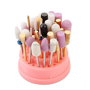 Pink Color 48 Holes Round <strong>Jewellery</strong> Burs Holder Block Case Nail Drill Bits Acrylic Display Plastic Box With Transparent Lid - Product Image 2