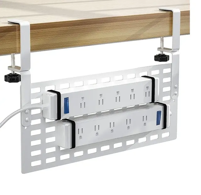 Upgrade Under Desk Cable Management Cable Organizer Panel ,Cable Rack with Clamp for Desk Wire Management No Drill