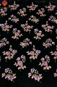 Vải ren thêu hoa màu sắc cao cấp chất liệu nhung đen đính hạt sang trọng, chất liệu <span class=keywords><strong>sequin</strong></span> dùng cho đầm dạ hội, đầm dự tiệc - Product Image 4