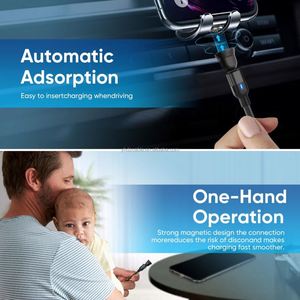 540 Rotating Magnetic Charging Cable1M 2M 3M 3 in 1 Nylon Braided Magnetic USB Cable for iphone samsung Micro USB/<b>Type</b> <b>C</b> Device - Product Image 6