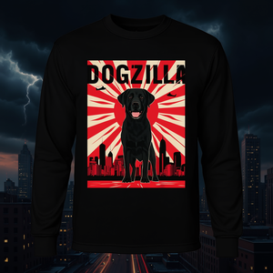 Dogzilla T-shirt à manches longues noir Labrador Retriever, design japonais rétro - Product Image 3