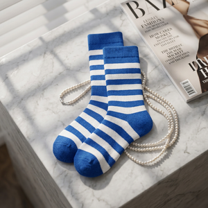 Chaussettes pour hommes en coton respirant à rayures marron et blanches, style printemps, coupe classique, pour un usage quotidien - Product Image 6