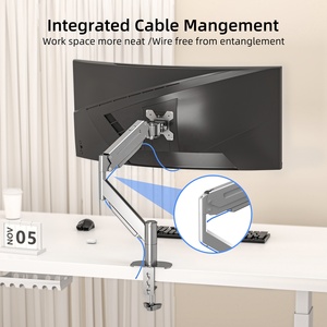 MD71M 17 "-43" 13kg Resorte de Gas de alta resistencia Brazo de monitor único Montaje de escritorio Soporte de pantalla curvo plateado Soporte de ordenador Montaje VESA - Product Image 6