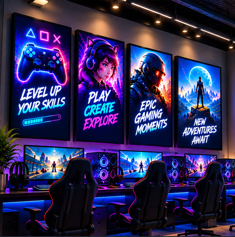 Custom RGB Slim LED Gaming Poster Light Box DC12V LED Strip Black ...