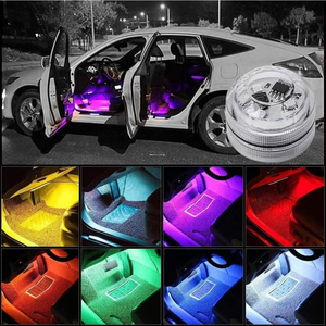 ไฟ LED RGB สำหรับตกแต่งภายในรถยนต์ พร้อมรีโมทไร้สาย ควบคุมบรรยากาศ แสงไฟตกแต่งหลังคาและพื้นที่วางเท้า 1/2/4/8/10 ดวง 12V 10W - Product Image 4