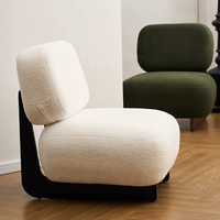 Fauteuil simple en bois massif avec fourrure d'agneau, style rétro crème mi-siècle pour salon, chambre à coucher, meubles de maison