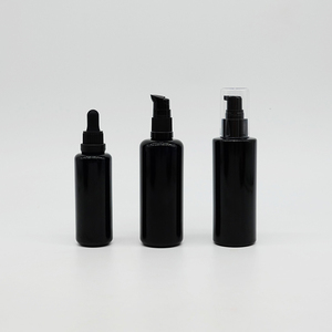 Bouteille cosmétique en verre <span class=keywords><strong>violet</strong></span> 15ml 30ml bouteille de lotion crème de couleur noire résistante aux UV avec dessus de pompe - Product Image 4