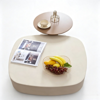 Ensemble de salon moderne et minimaliste de style italien, en verre couleur crème, extensible, pour petites maisons, avec table basse