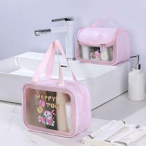 Custom logo Wholesale <b>Travel</b> Waterproof Happy Too Cosmetic <b>Bag</b> Pu Pvc Hanging <b>clear</b> Washbag with Visible Window - Product Image 4