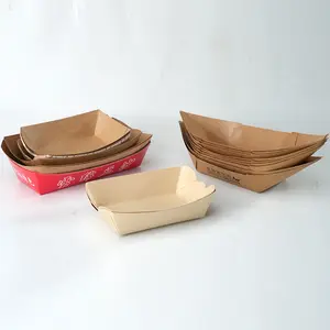 Hot Sale Kraft Paper French Fries And Fried Chicken Box Boat Shape Box