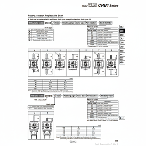 Pièces pneumatiques d'actionneur rotatif CRB1BS50-180S SMC Pneumatics - Product Image 1
