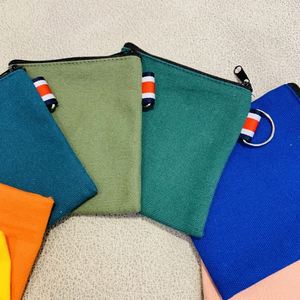 Cute Solid Color Canvas Key Travel Portable Zipper <b>Change</b> Coin Mini Card <b>Bag</b> - Product Image 5
