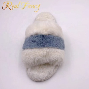 Ultimo Disegno della Pelliccia Del Faux Open Toe Bianco Dell'interno di Inverno delle Donne di Casa Pantofole - Product Image 3