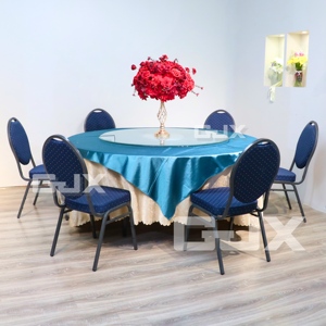 Venta al por mayor de muebles de hotel apilables, restaurante, marco de metal redondo azul, mesas y sillas de salón para banquetes de boda para eventos de fiesta - Product Image 1