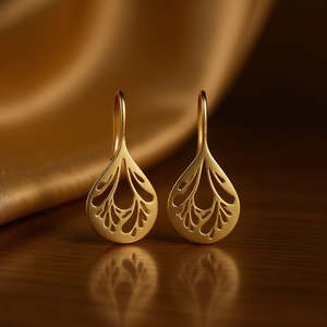 Orecchini Pendenti Placcati Oro E2872 con Motivo Vegetale, Stile Classico, Gioielli Raffinati da Donna per Uso Quotidiano - Product Image 2