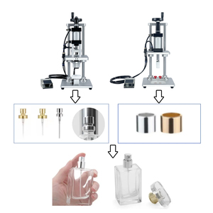 Machine de capsulage pneumatique de bureau pour flacons de <span class=keywords><strong>parfum</strong></span>, pots cosmétiques et bouteilles d'huile en verre, avec capuchonneuse à anneau de col moyen pour bouchons en aluminium - Product Image 4