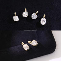 Collier pendentif haut de gamme tendance en or massif 14 carats avec moissanite taille princesse géométrique / diamant de laboratoire pour femme, personnalisation possible