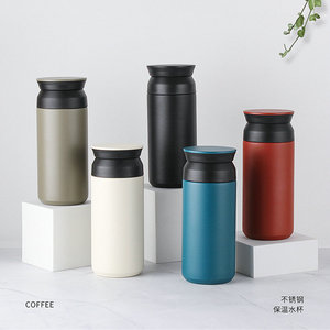Custom 350ml 500ml stile coreano giapponese isolato in acciaio inox termici bicchieri di bottiglia con coperchio piatto - Product Image 5
