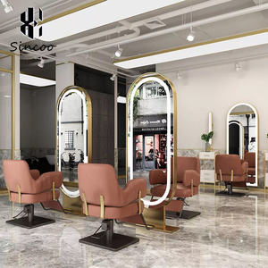 กระจกตั้งพื้นสองด้านสีทองสำหรับร้านทำผม Sincoo Professional Modern Glass สำหรับร้านตัดผมและห้างสรรพสินค้า - Product Image 2