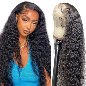 Vente en gros perruque péruvienne 13x4 avec lace cheveux humains perruque transparente avec lace frontale, perruque <span class=keywords><strong>suisse</strong></span> complète avec lace frontale et deep wave pour femmes noires - Product Image 1