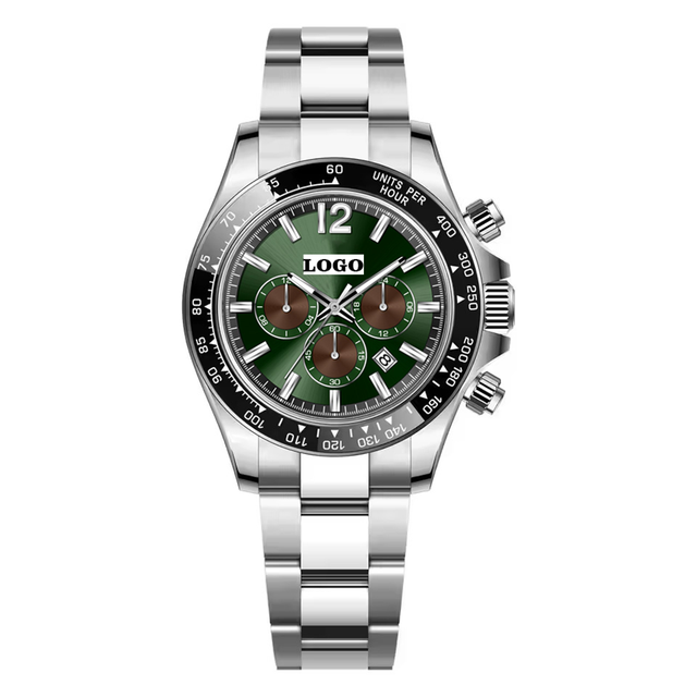 Wholesale Custom Logo Men's Chronograph Watch Sport and Business Quartz Watch with Stainless Steel Case  Waterproof
