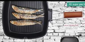 Multifunción de diseño de línea 28Cm barbacoa coreana fundido parrilla con madera citando manejar - Product Image 3