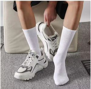 Men's Casual Mid-Calf <b>Socks</b> <b>Black</b> Anti-Bacterial Cotton Crew with Logo on Cuff Knitted Technique High Quality - Product Image 5