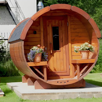 Sauna de Barril para Exterior de Madera de Cedro Rojo Impermeable, con Calefactor de 6kw, 240v, Infrarrojo Lejano, para 2-4 Personas