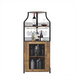 Wholesale Industrial <b>Corner</b> <b>Bar</b> Cabinet | Rustic Wood Liquor Storage Wine Rack Indian Supplier - Product Image 3