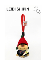 Porte-clés chien en peluche douce Kawaii avec bonnet tricoté rouge, breloque de sac chiot mignon, jouet animal en peluche, pendentif pour sac d'école pour filles, cadeau d'anniversaire