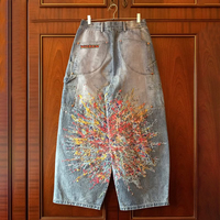 Jeans DiZNEW OEM à quantité minimale de commande basse Streetwear personnalisé à tendance éclaboussures de peinture pour hommes