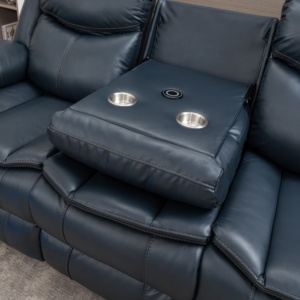 Ensemble de canapés inclinables électriques modernes HOMERS 3+<span class=keywords><strong>2</strong></span>+1 en cuir avec structure en bois massif, télécommande, éclairage LED, haut-parleur Bluetooth, extensible - Product Image 6